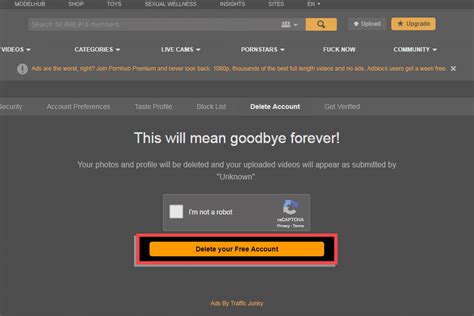 How to delete your account from Pornhub